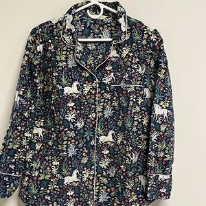 DISCONTINUED COLORWAY: Printfresh L/S "Unicorn Garden" Navy, M - TOP ONLY